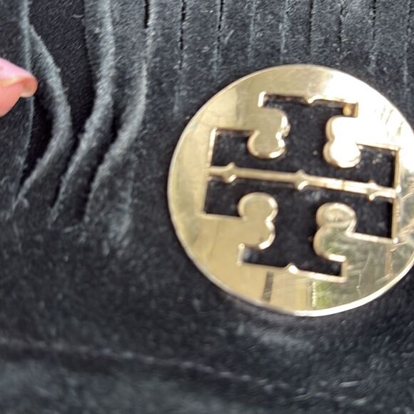 Tory Burch Walker moccasin fringe suede boots - Picture 4 of 9